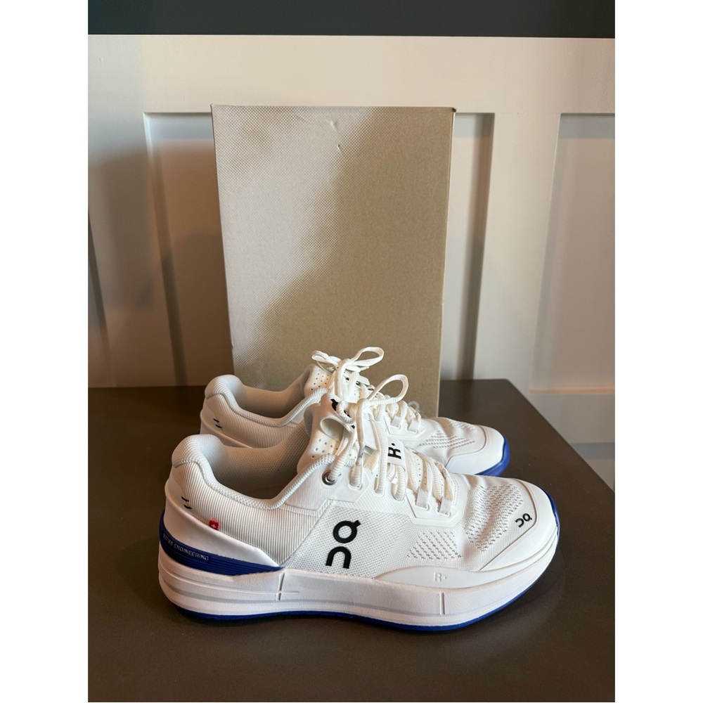 On Running Men's White and Blue Athletic Shoes - Picture 2 of 7